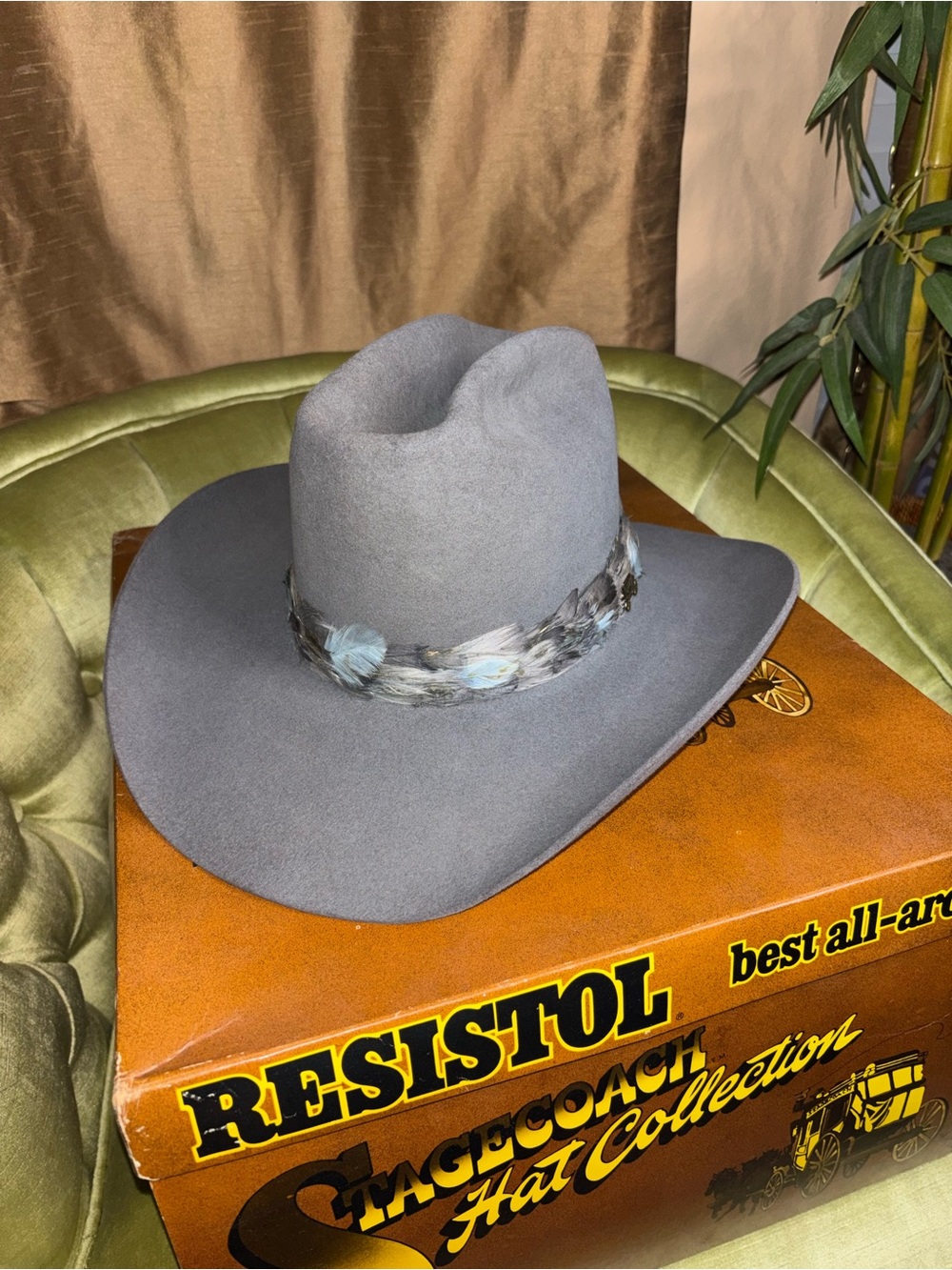 Vintage Resistol Cowboy Hat 7 Stagecoach Granite W/ Stagecoach Pin